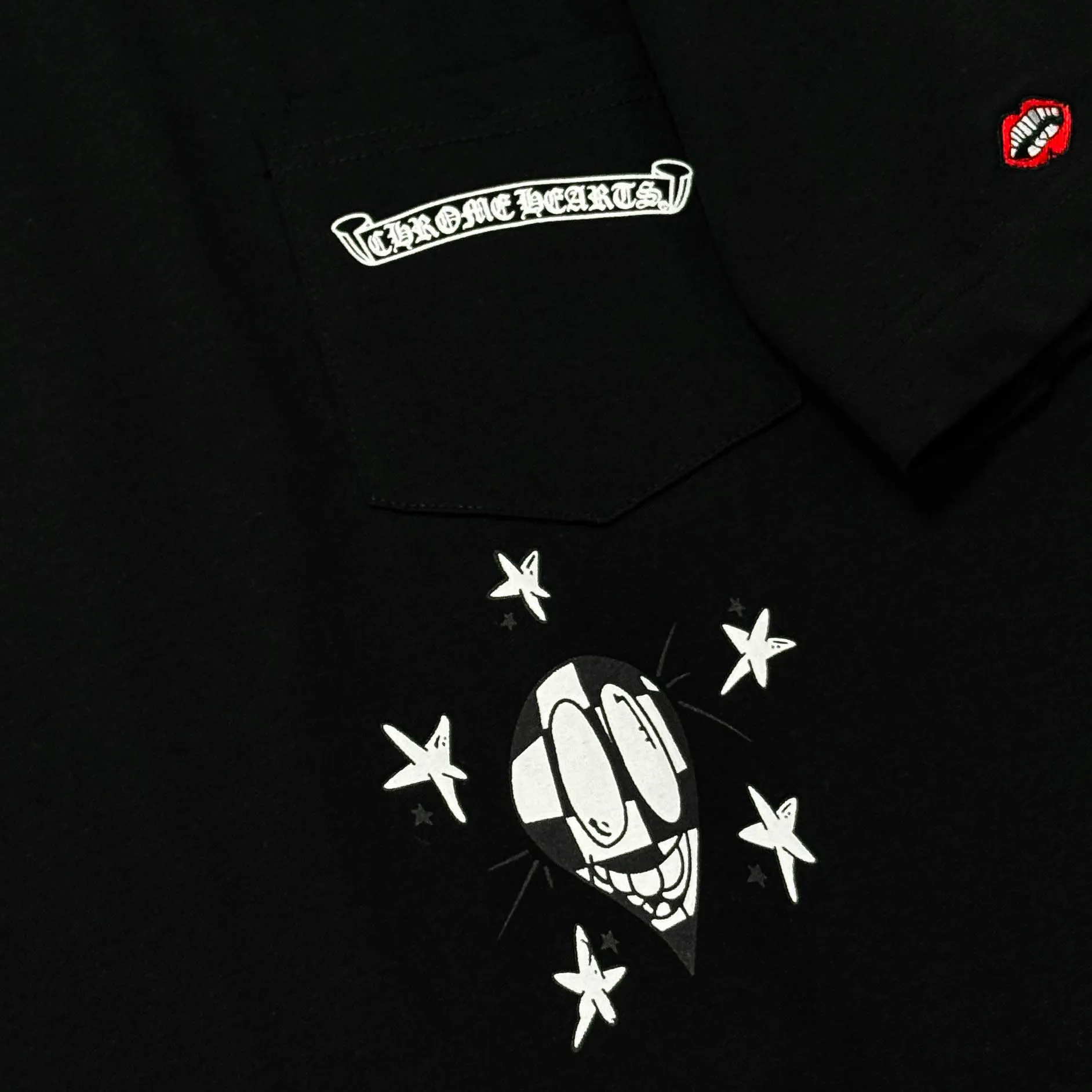 P180 Chrome Hearts 25 high version fabrics made of 300g high-density cotton, no deformation, no shrinkage, complete with three labels, same style for men and women, process: sleeve embroidery + digital printing, color: white, black, fluorescent green, SIZE: S-XL